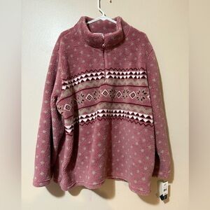 Hasting & Smith Cozy Fleece Pink Patterned Women's Pullover size 3X NWT